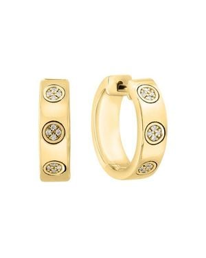 Effy 925 Plated Bezel Set Diamond Station Huggie Earrings - Metallic