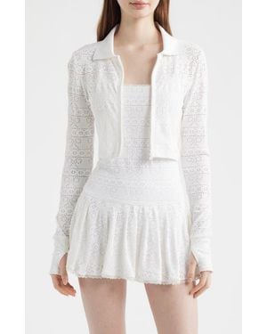 LoveShackFancy Tinker Pointelle Knit Jacket - White
