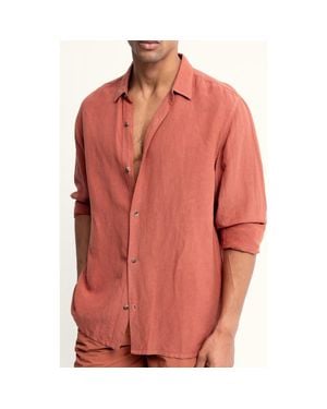 AUTO-REPLY™ Andrew Solid Linen Blend Button-Up Shirt - Red