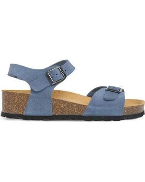 Celtic & Co. Low Wedge Double Buckle Suede Sandal - Blue