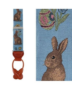 Trafalgar Harvey's Easter Sunday Silk Button End Suspenders - Blue