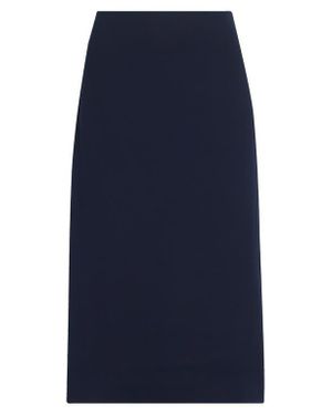 St. John Lace Inset Satin Back Crepe Skirt - Blue
