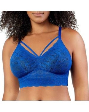 Parfait Mia Wire-Free Padded Lace Bralette - Blue