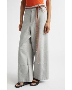 Plan C Cotton Blend Scuba Knit Wide Leg Pants - Multicolor