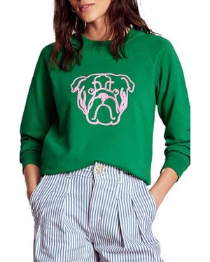 Boden Rosa Dog Embroidered Cotton Sweatshirt - Green