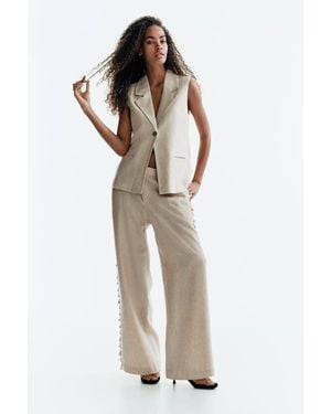 H&M Linen-Blend Waistcoat - Natural