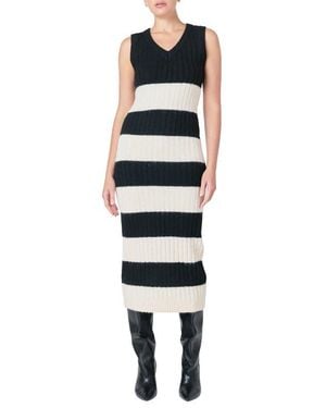 Endless Rose Stripe Midi Sweater Dress - Blue