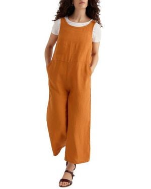 Seasalt Cornwall Salt Air Wide Leg Linen Jumpsuit - Orange