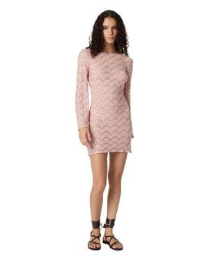 Missoni Crochet Long-Sleeve Mini Dress in Blue | Lyst