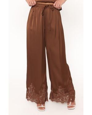Petal & Pup Viola Drawstring Waist Wide Leg Pants - Brown