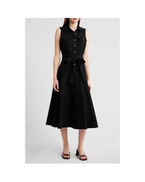 En Saison Brixton Tie Waist Midi Shirtdress - Black