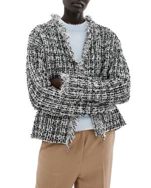 Mango Cotton Blend Tweed Jacket - Gray