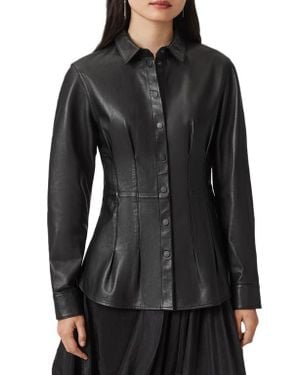 AllSaints Larson Lea Leather Jacket - Black