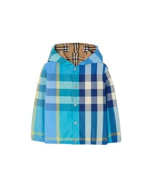 Burberry Reversible Check Nylon Hooded Jacket - Blue