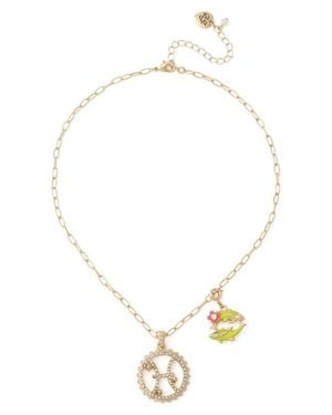 Betsey Johnson Gemini Charm Pendant Necklace - Metallic