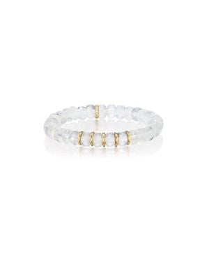 Sheryl Lowe Yg Moonstone 8Mm Bead Bracelet With 5 Rondelles - White