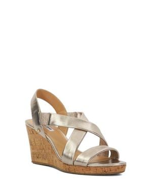 Dune Kamies Slingback Platform Wedge Sandal - Natural