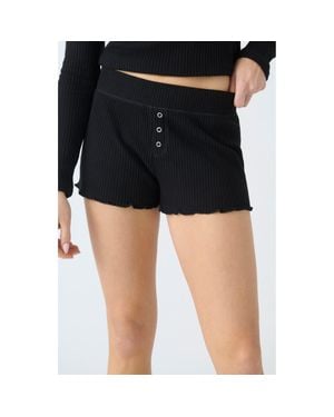Pj Salvage Reloved Rib Knit Pajama Shorts - Black