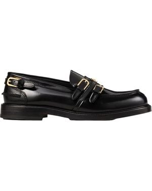 Sandro Leather Loafers With Buckles - Black