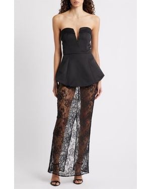 DELFI Collective Calista Strapless Mixed Media Cocktail Dress - Black