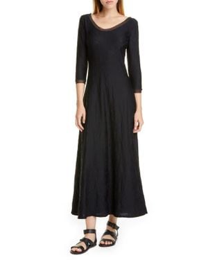 Fuzzi Floral Rib Midi Dress - Black