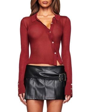 I.AM.GIA Davina Asymmetrical Rib Knit Top - Red