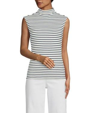 Lands' End Cap Sleeve Drapey Rib Fitted Funnel Neck Tank - Multicolor