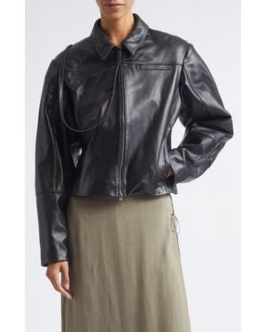 Paloma Wool Banui Fitted Leather Jacket - Black