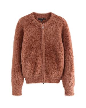 Next Zip Bomber Cardigan - Brown