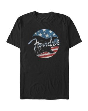 Fender Distressed And Flag Graphic T-Shirt - Black