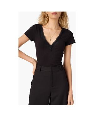 Cami NYC Sana Lace Trim Rib T-Shirt - Black