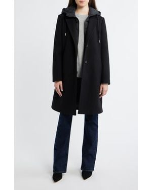 Lucky Brand Walker Coat With Hooded Bib Inset - Black