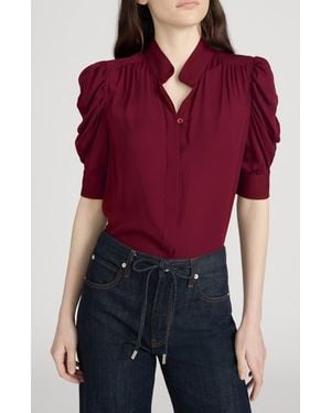 FRAME The Gillian Puff Sleeve Shirt - Red