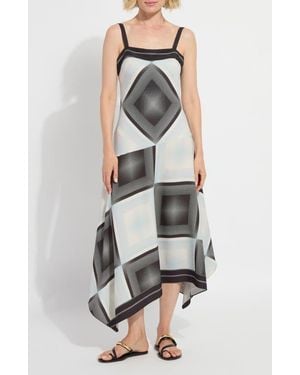 Lyssé Sarai Handkerchief Hem Midi Dress - Gray