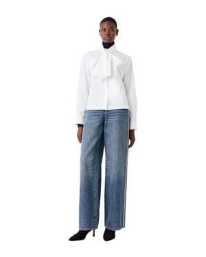 Maje Shirt With Removable Pussy Bow - Blue
