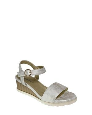 David Tate Knockout Ankle Strap Wedge Sandal - Metallic