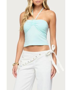 Edikted Yolandi Ruched Halter Top - Blue