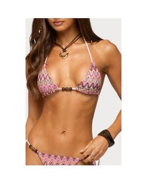 Edikted Alayna Zigzag Triangle Bikini Top - Orange