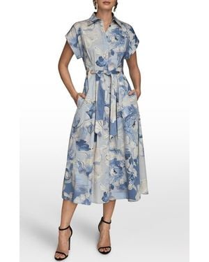 Donna Karan Collared Short-sleeve Dress - Blue