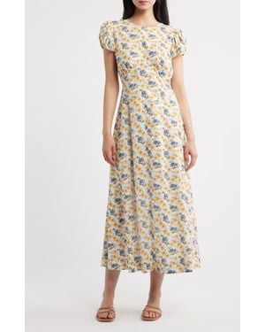 Doen Rhodia Floral Organic Cotton Midi Dress - Natural