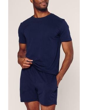 Petite Plume Pima Cotton Pajama Shorts - Blue