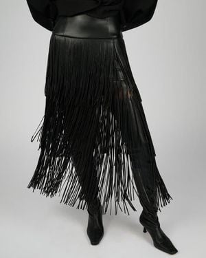 WeWoreWhat Fringe Midi Skirt - Black