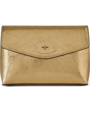 Mulberry Darley Crinkled Metallic Leather Cosmetic Pouch - Natural