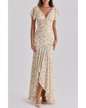 mesh maxi dress white Women's White Mesh Maxi Dress