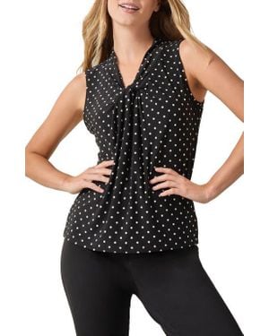 Kasper Polka Dot Knot Front Sleeveless Jersey Top - Black