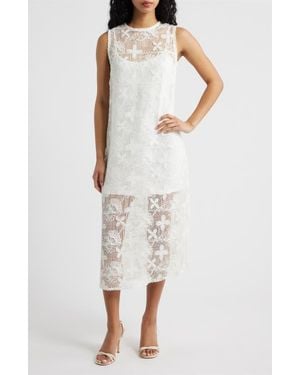 Lucy Paris Cara Lace Midi Dress - White