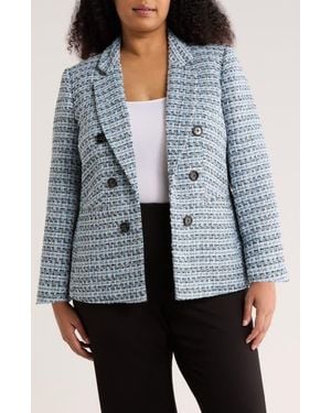 Jones New York Faux Double Breasted Tweed Jacket - Gray