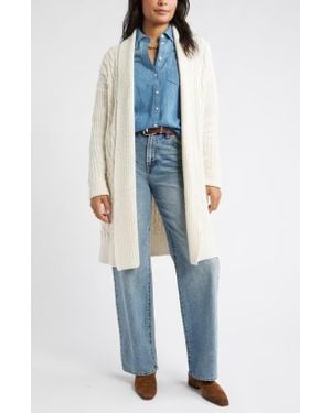 Caslon Cable Longline Open Front Cardigan - Blue