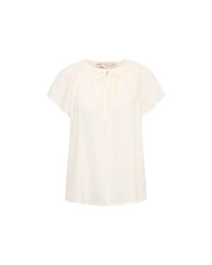 Maison Common Silk Blend Cap Sleeve Blouse - White