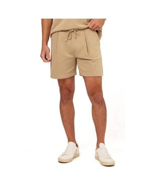 Threads For Thought Easton Pleated Mineral Wash Terry Cloth Shorts - Natural